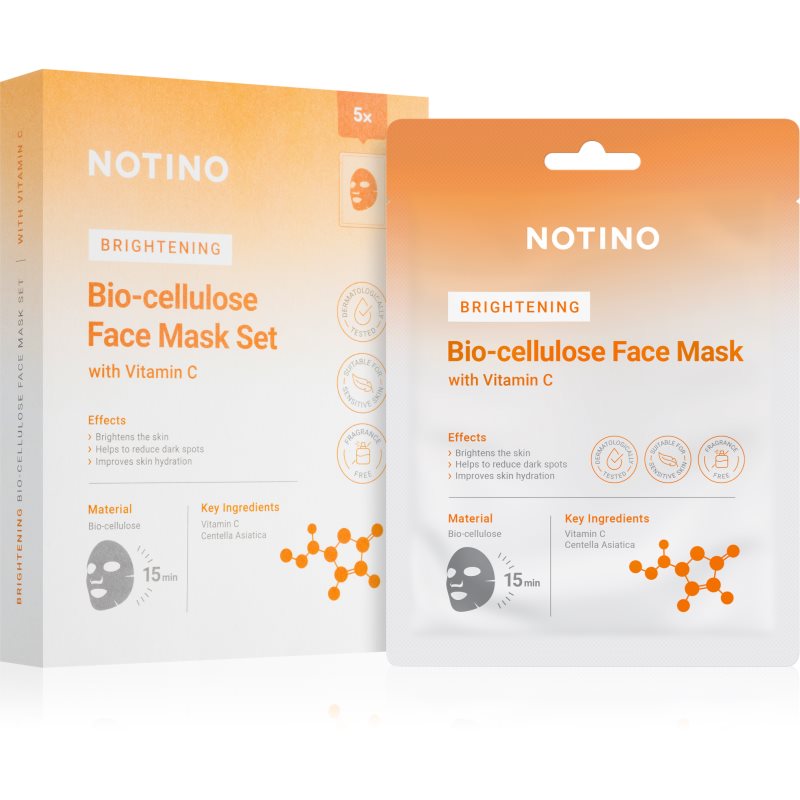 Notino Brightening Bio-Cellulose Face Mask with Vitamin C set de măști textile pentru o piele mai luminoasa