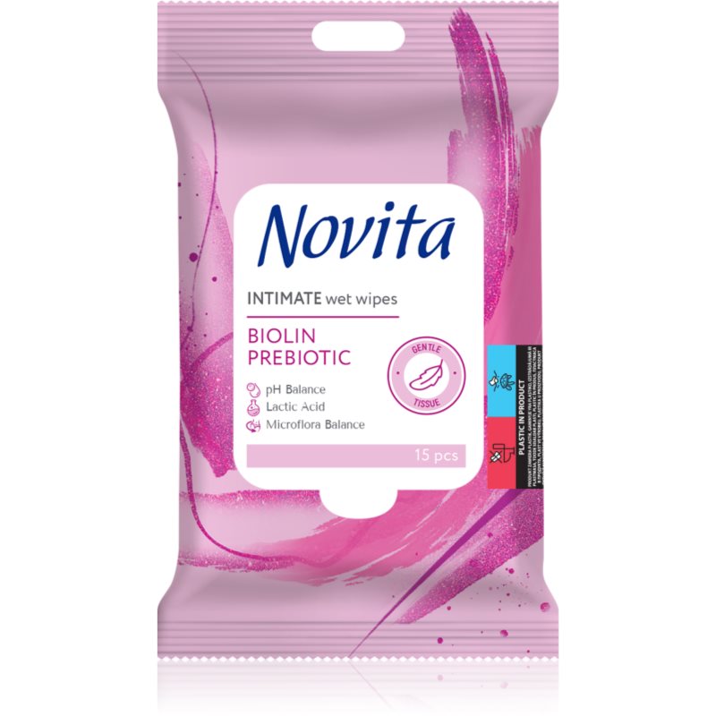 NOVITA Intimate Biolin Prebiotic Șervețele umede pentru igiena intima 15 buc