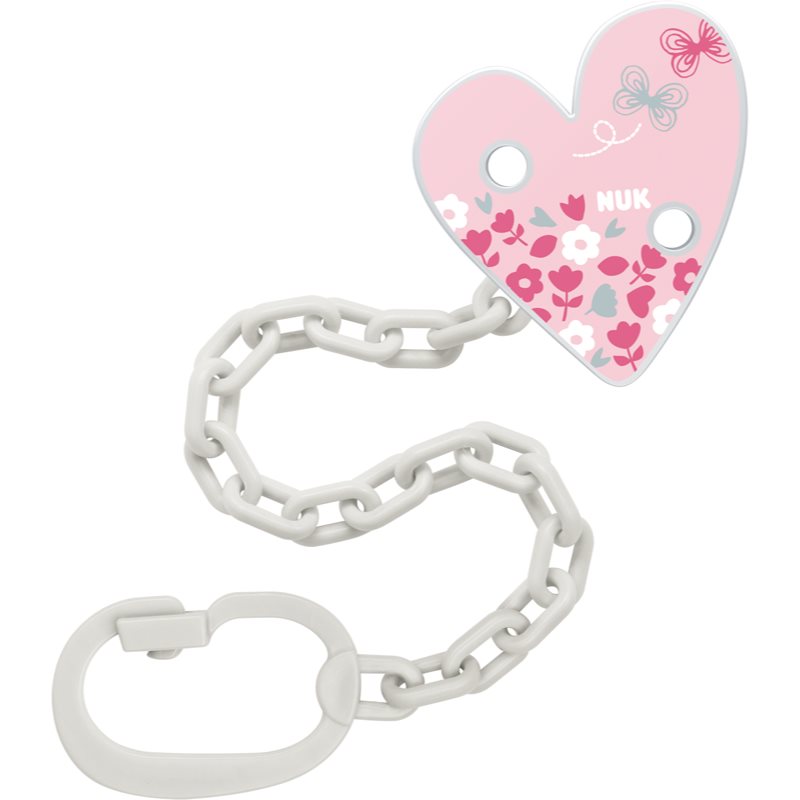 NUK Pacifier Chain lanț pentru suzetă cu clips Pink 1 buc