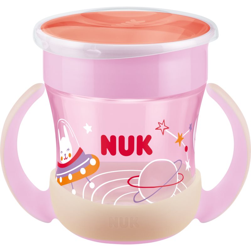 NUK Magic Cup Night ceasca cu mânere 6m+ Pink 160 ml