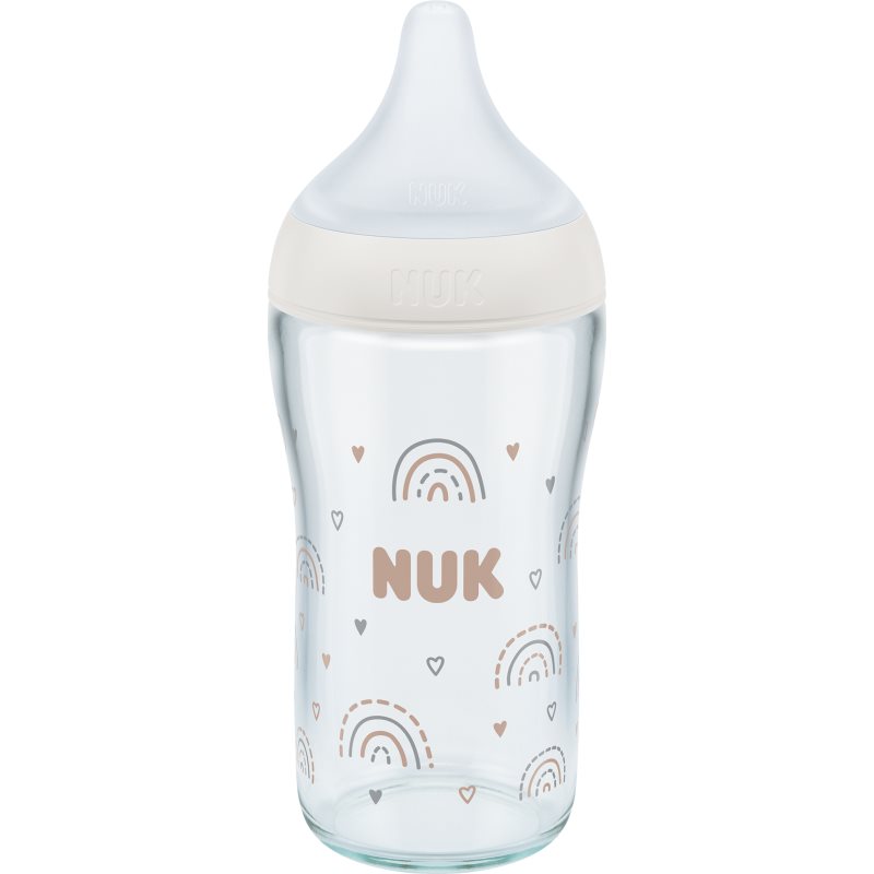 NUK Perfect Match Glass Bottle biberon de sticlă cu controlul temperaturii 3m+ 230 ml