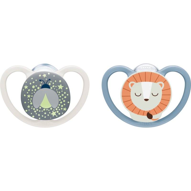 NUK Perfect Match Air Night 0-6 m suzetă Firefly/Lion 2 cm