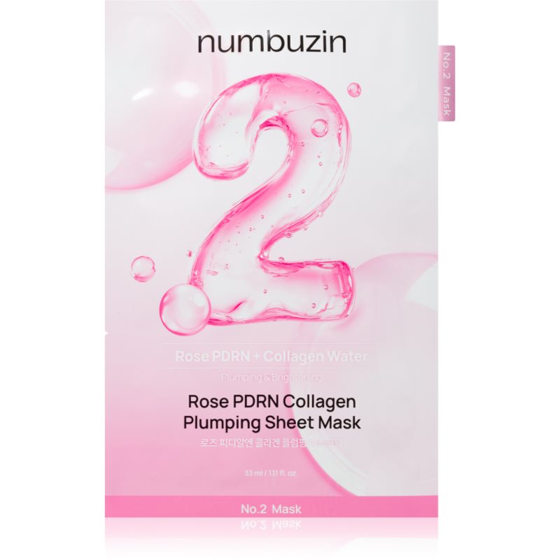 Numbuzin No. 2 Rose PDRN Collagen Plumping Sheet Mask mască textilă hidratantă pentru o piele mai luminoasa 5 buc