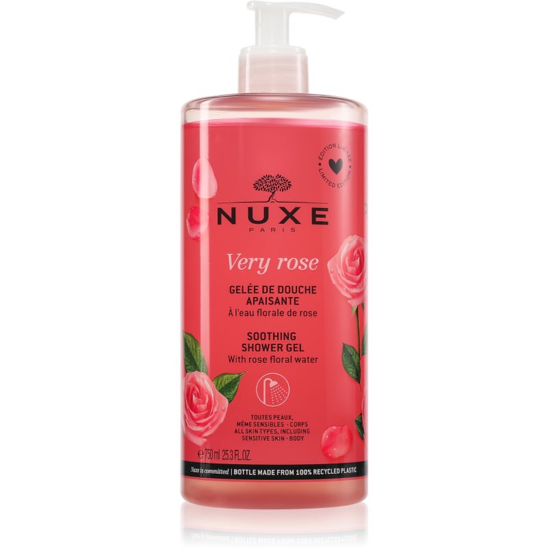 Nuxe Very Rose Soothing Shower Gel gel de duș cu aromă de trandafiri 750 ml