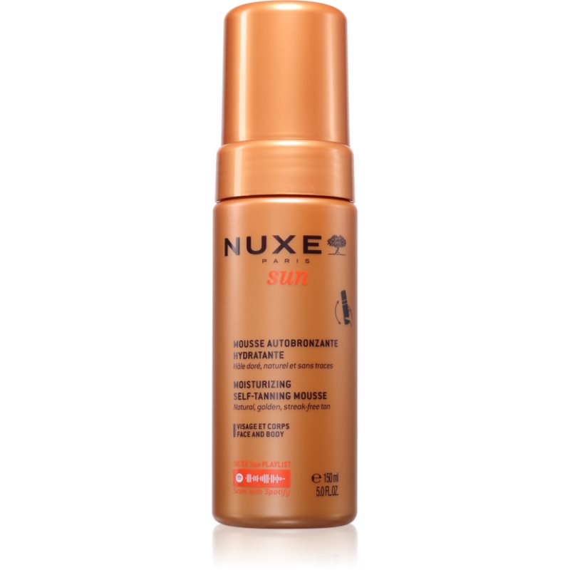 Nuxe Sun Moisturizing Self-Tanning Mousse spumă bronzare pentru față și corp 150 ml