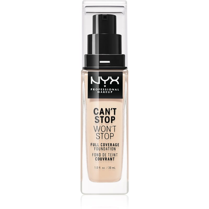 NYX Professional Makeup Can\'t Stop Won\'t Stop Full Coverage Foundation fond de ten cu acoperire ridicată culoare 03 Porcelain 30 ml