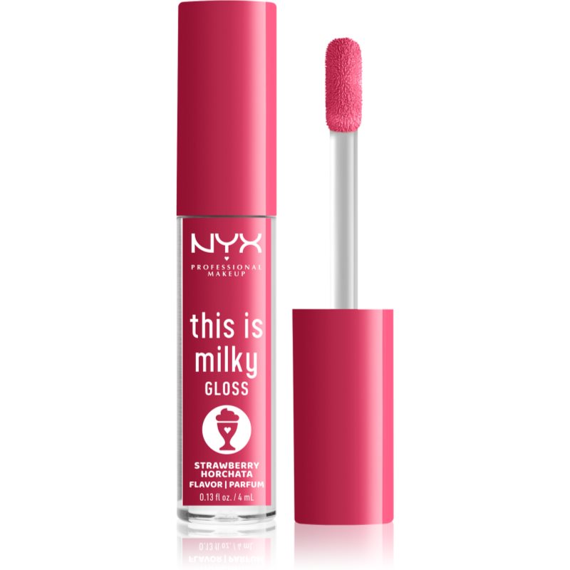 NYX Professional Makeup This is Milky Gloss Milkshakes lip gloss hidratant produs parfumat culoare 10 Strawberry Horchata 4 ml