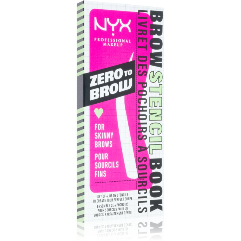 NYX Professional Makeup Zero To Brow Stencil Book șabloane pentru sprâncene 01 Thin 4 buc
