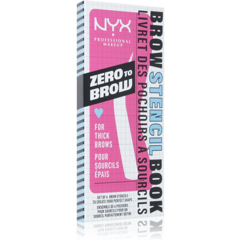 NYX Professional Makeup Zero To Brow Stencil Book șabloane pentru sprâncene 02 Thick 4 buc