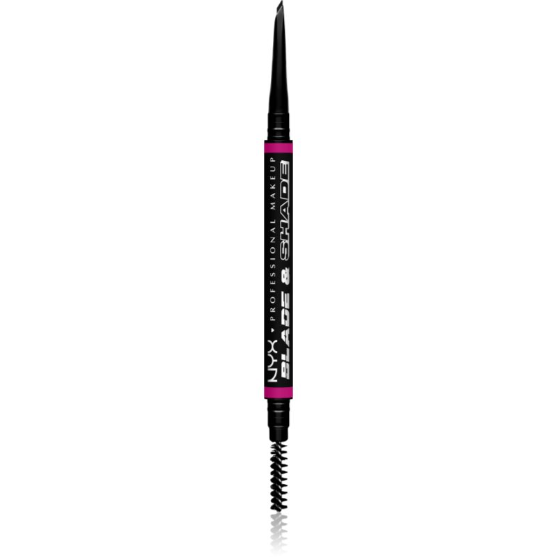 NYX Professional Makeup Blade & Shade creion pentru sprancene cu pensula culoare Black 0.06 g