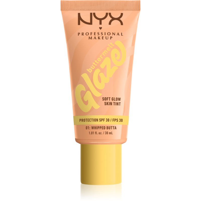 NYX Professional Makeup Buttermelt Glaze tonic fluid iluminator SPF 30 culoare 01 Whipped Butta 30 ml