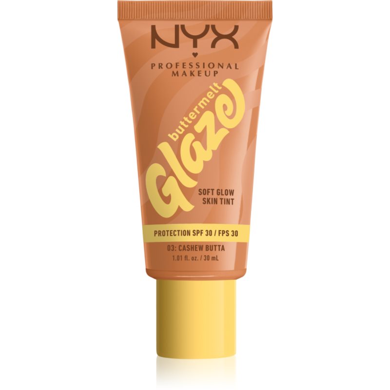 NYX Professional Makeup Buttermelt Glaze tonic fluid iluminator SPF 30 culoare 03 Cashew Butta 30 ml