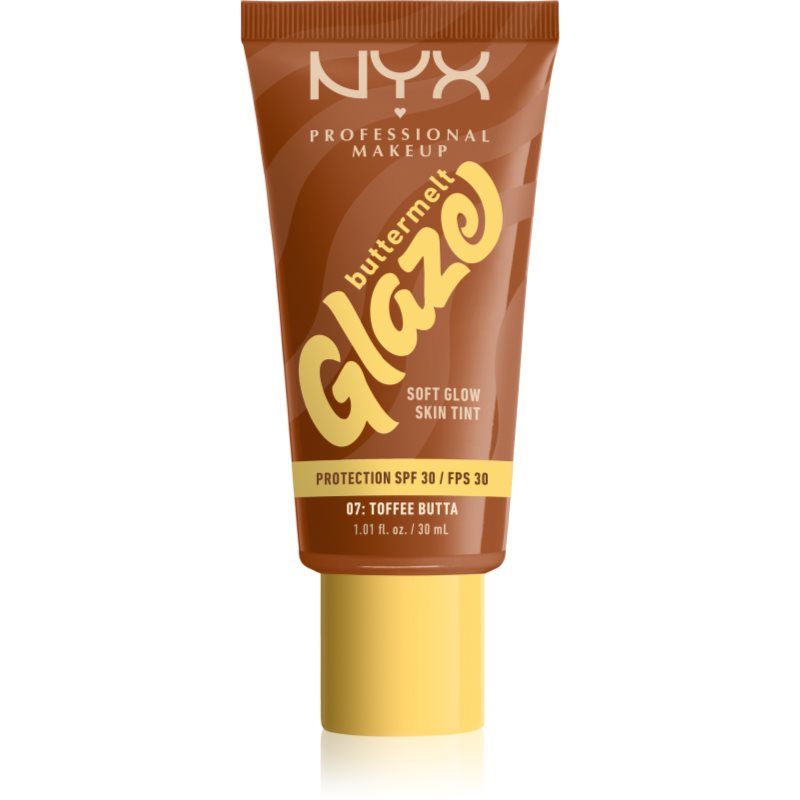 NYX Professional Makeup Buttermelt Glaze tonic fluid iluminator SPF 30 culoare 07 toffee Butta ml