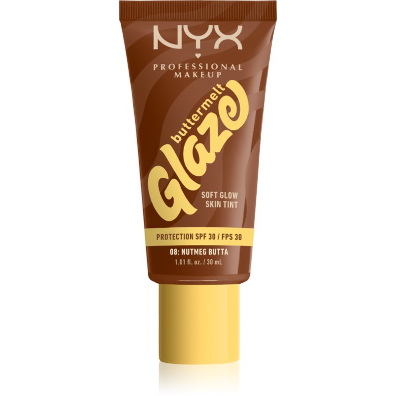 NYX Professional Makeup Buttermelt Glaze tonic fluid iluminator SPF 30 culoare 08 Nutmeg Butta ml