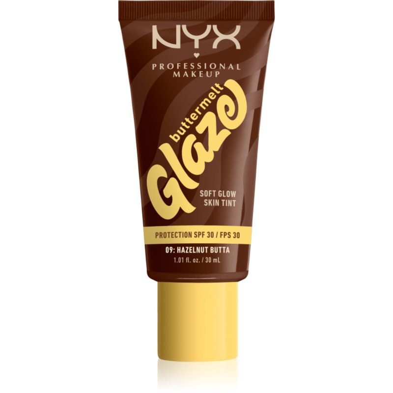 NYX Professional Makeup Buttermelt Glaze tonic fluid iluminator SPF 30 culoare 09 Hazelnut Butta ml