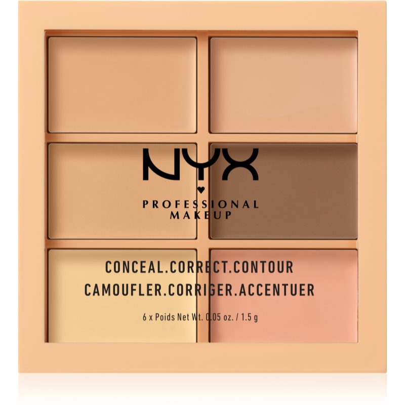 NYX Professional Makeup Conceal. Correct. Contour paletă de contur și corectare culoare 01 Light 6 x 1.5 g