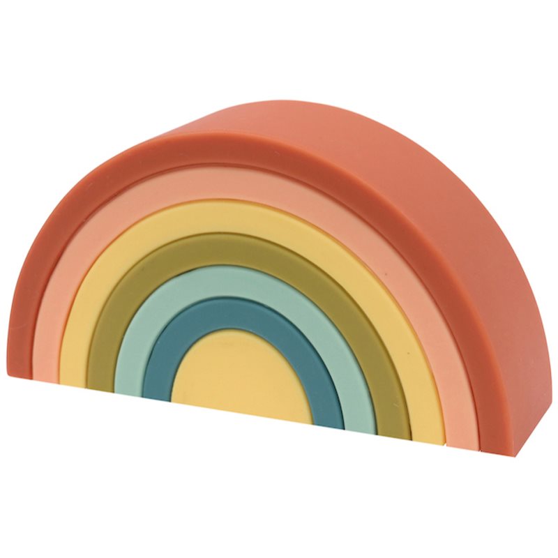 O.B Designs Silicone Rainbow Stacker Silicone Bamboo Puzzle curcubeu pliabil Cherry 10m+ 1 buc