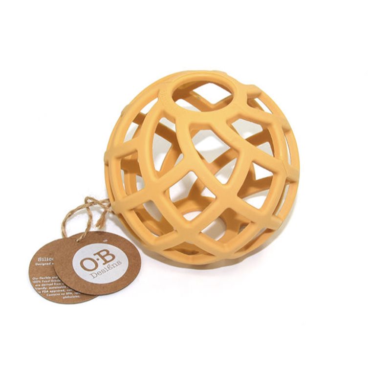 O.B Designs Eco-Friendly Teether Ball jucărie pentru dentiție Tumeric 3m+ 1 buc