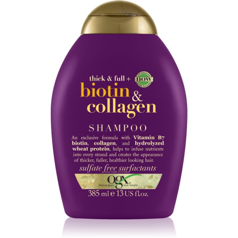 OGX Biotin & Collagen Șampon pentru îngroșare pentru păr cu volum 385 ml