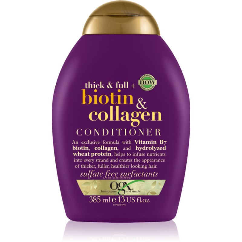 OGX Biotin & Collagen Balsam pentru ingroșare pentru păr cu volum 385 ml