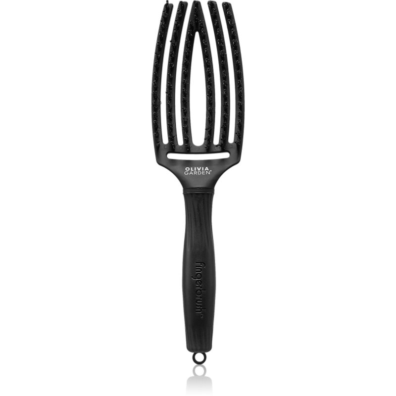 Olivia Garden Fingerbrush Boar & Nylon perie de par cu peri de nailon și de mistreț Full Black M 1 buc Olivia Garden Fingerbrush Boar & Nylon perie de par cu peri de nailon și de mistreț Full Black M 1 buc