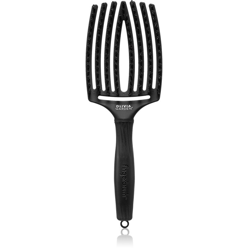 Olivia Garden Fingerbrush Boar & Nylon perie de par cu peri de nailon și de mistreț Full Black L 1 buc