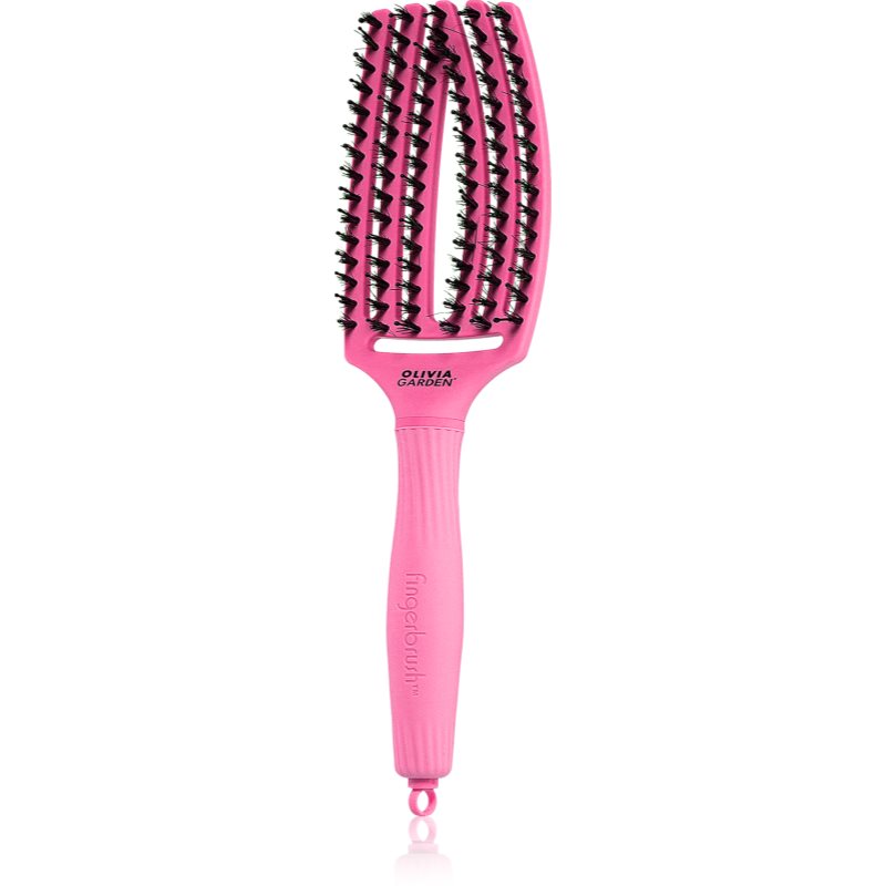 Olivia Garden Fingerbrush Boar & Nylon perie de par cu peri de nailon și de mistreț Bubble Pink 1 buc