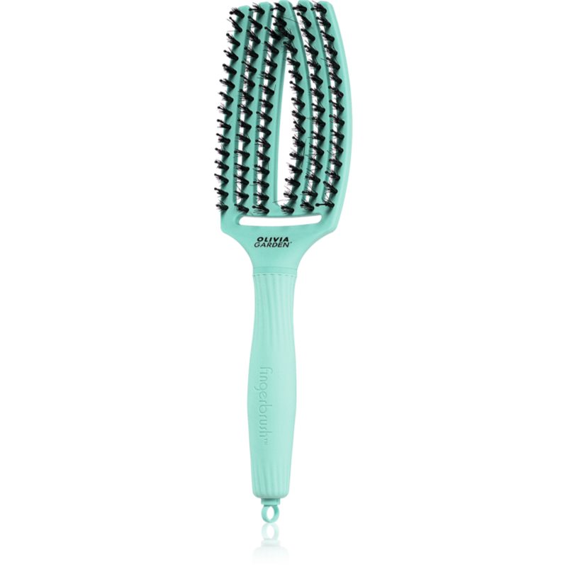 Olivia Garden Fingerbrush Boar & Nylon perie de par cu peri de nailon și de mistreț Arctic Teal 1 buc