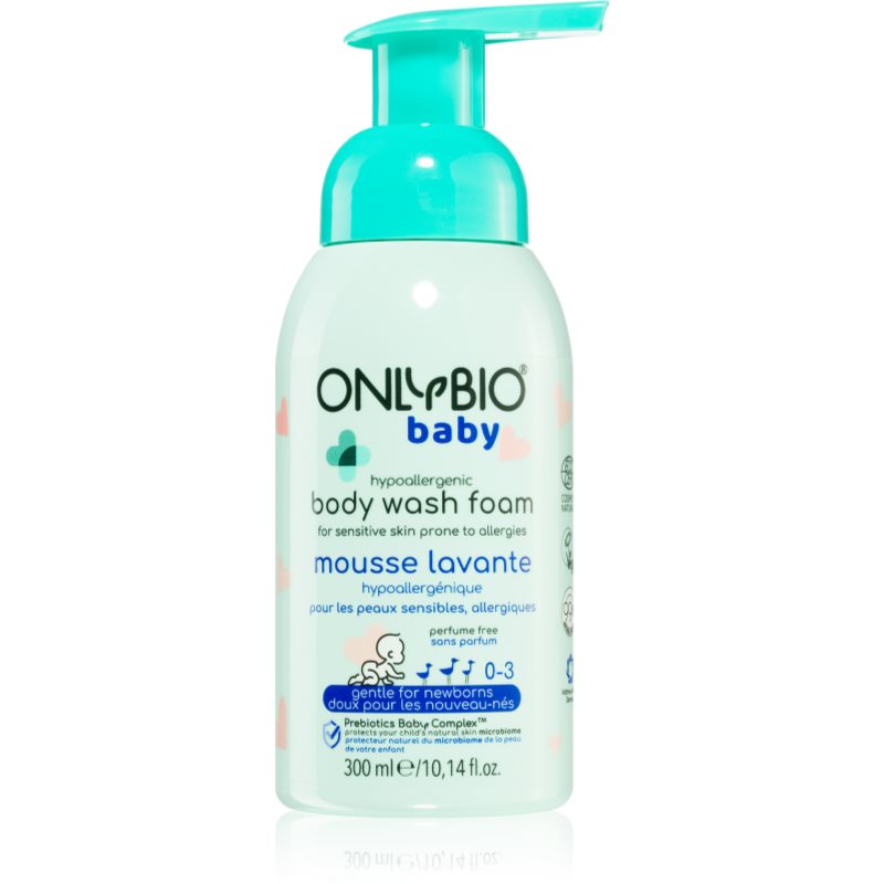 OnlyBio Baby Hypoallergenic spumă purificatoare pentru corp pentru nou-nascuti si copii 300 ml