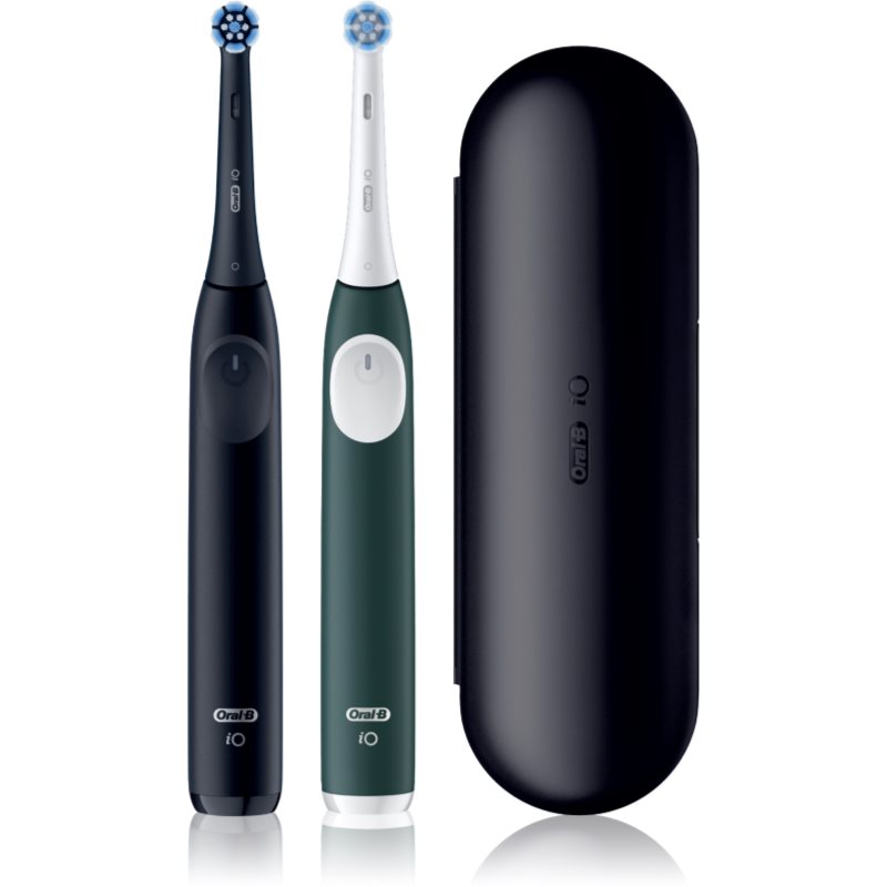 Oral-B iO2 Clean &amp; Gentle periuta de dinti electrica cu sac pachet duo Matt Black &amp; Forest Green
