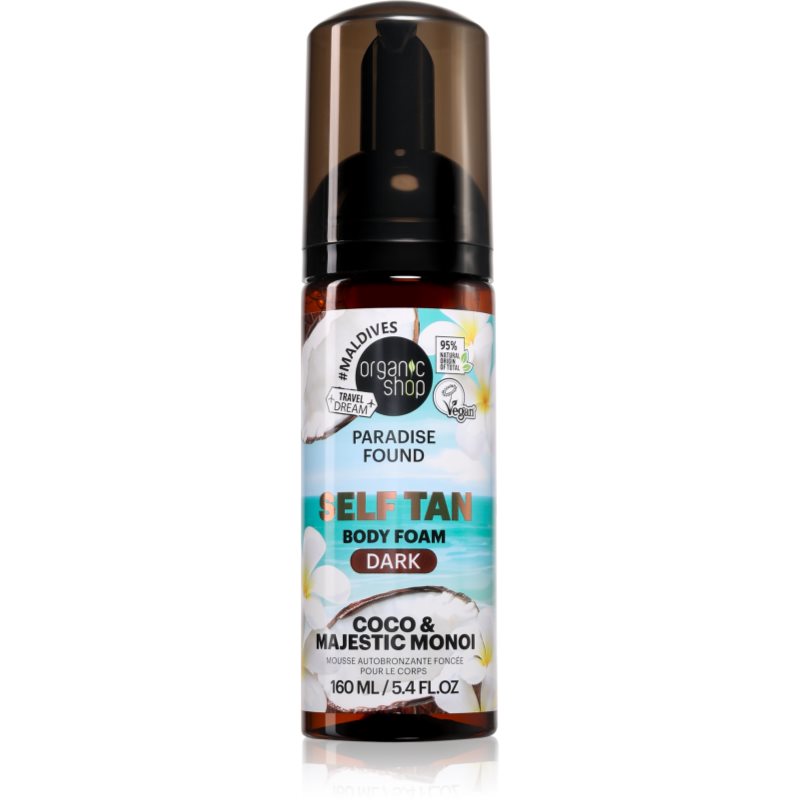 Organic Shop Paradise Found Coco & Majestic Monoi spuma de corp cu efect autobronzant culoare Dark 160 ml