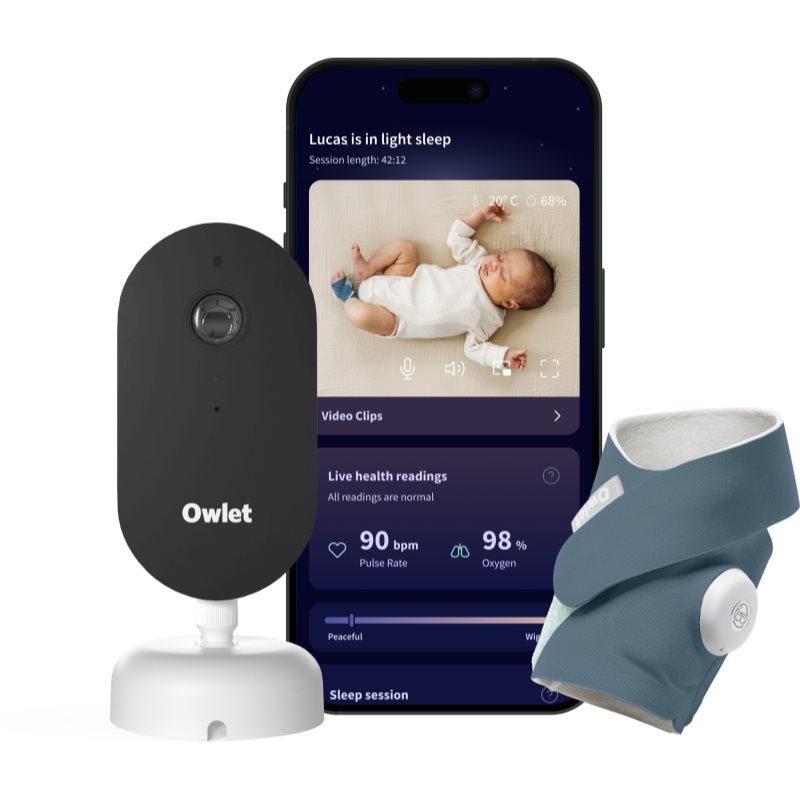 Owlet Dream Duo Dream Sock & Dream Sight set pentru bebeluși Bedtime Blue