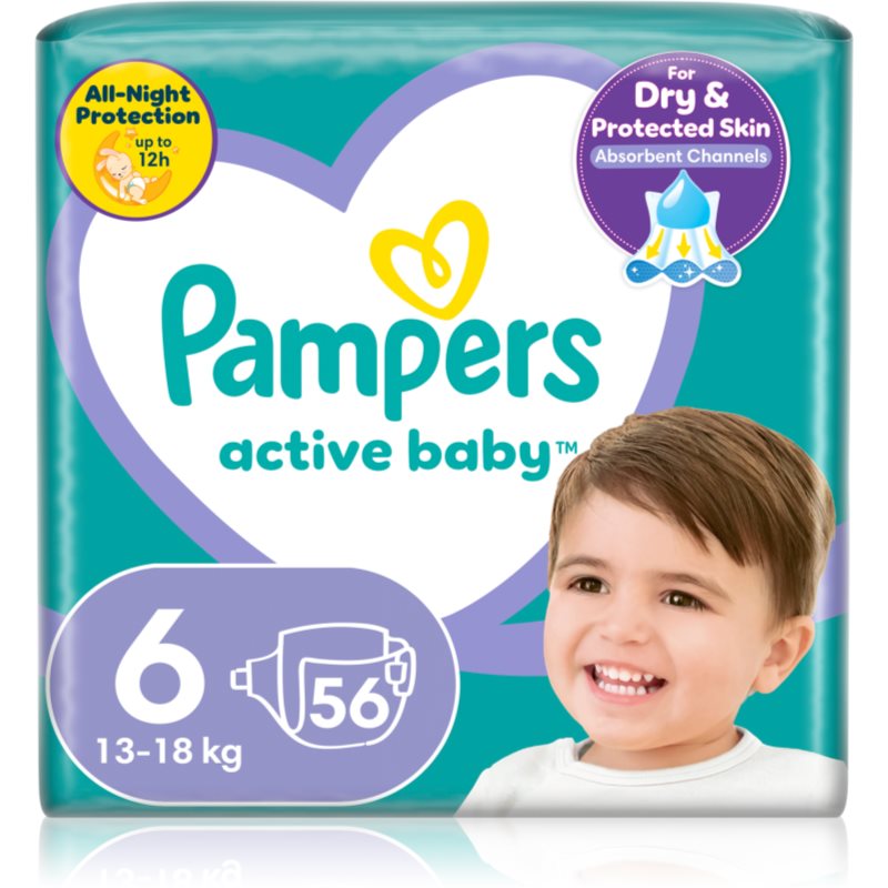 Pampers Active Baby Size 6 scutece de unică folosință 13-18 kg 56 buc