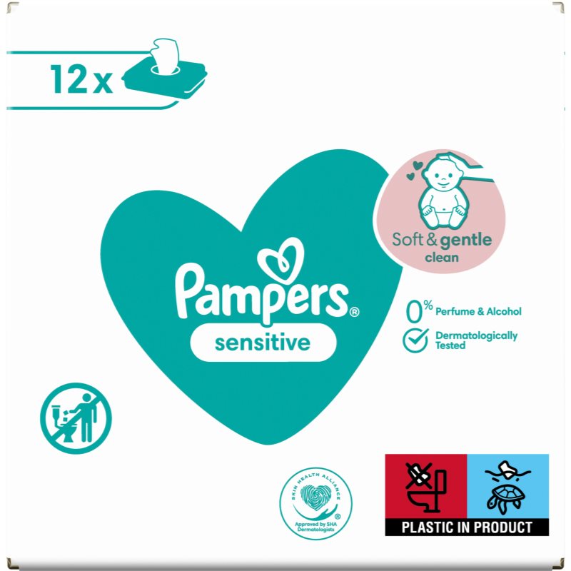 Pampers Sensitive Șervețele umede pentru copii pentru piele sensibila 12x52 buc