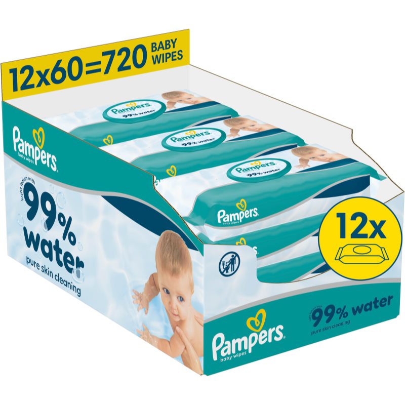 Pampers 99% Water Baby Wipes Servetele umede pentru copii 12x60 buc