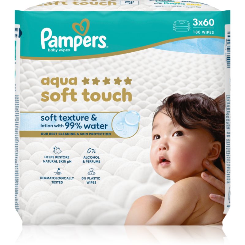 Pampers Aqua Soft Touch Servetele umede pentru copii 3x60 buc