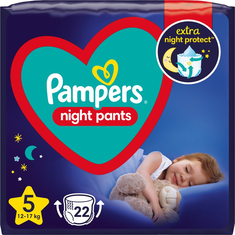 Pampers Night Pants Size 5 scutece de unică folosință tip chiloțel pentru noapte 12-17 kg 22 buc