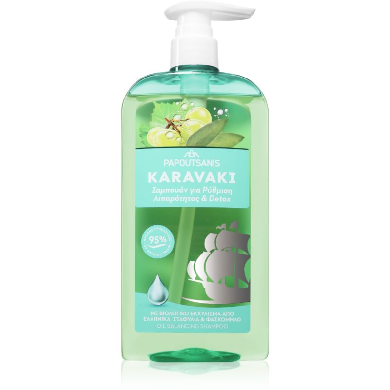PAPOUTSANIS Karavaki Control & Detox șampon pentru scalp gras și uscat 600 ml PAPOUTSANIS Karavaki Control & Detox șampon pentru scalp gras și uscat 600 ml