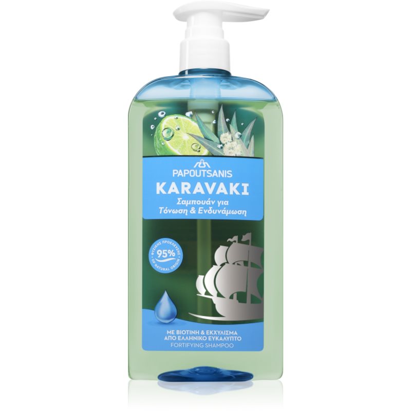 PAPOUTSANIS Karavaki Tonic &amp; Strength șampon pentru păr 600 ml