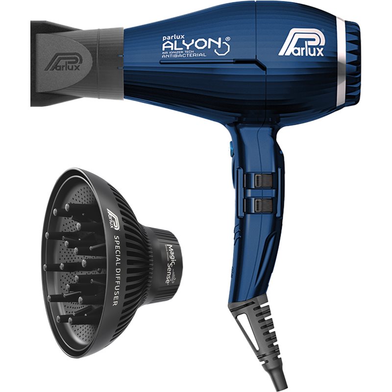 Parlux Alyon + Magic Sense uscător de păr profesional, cu ionizator + difuzor Dark Blue 1 buc