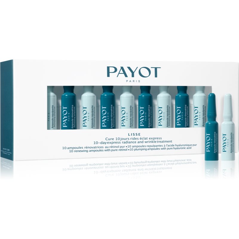 Payot Lisse Cure 10 Jours Rides Éclat Express tratament antirid de 10 zile, cu acid hialuronic și retinol pentru femei 20x1 ml