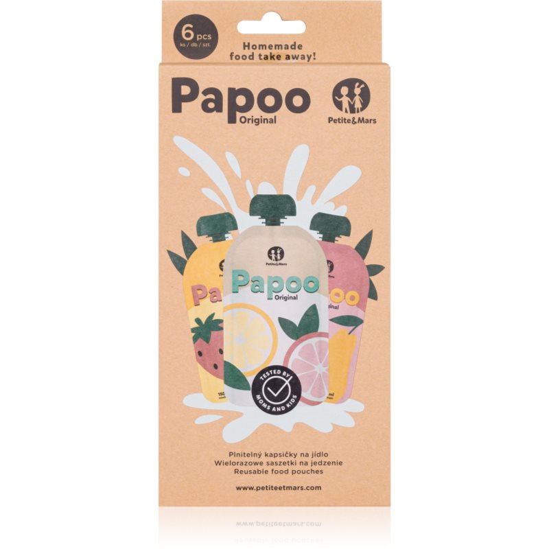 Petite&Mars Papoo săculeț pentru mâncare 6x150 ml