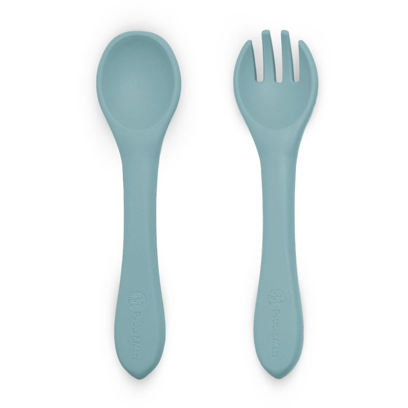 Petite&Mars Take&Match Silicone Cutlery tacâmuri Frosted Sky 6m+ 2 buc