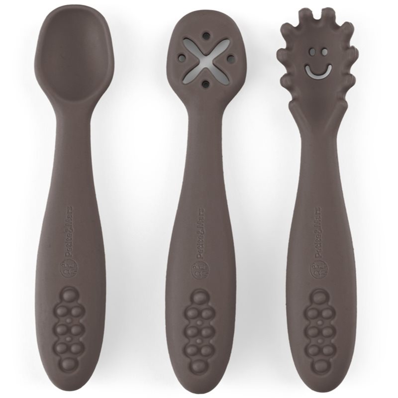 Petite&Mars Take&Match 6m+ linguriță pentru copii Bitter Cocoa 3 buc