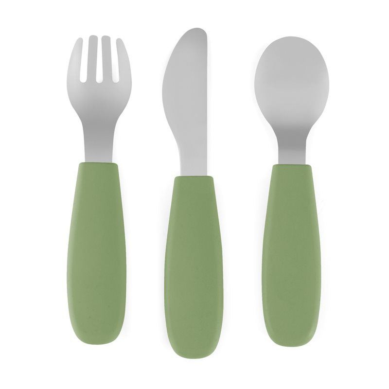 Petite&Mars Take&Match Stainless Steel Cutlery Set tacâmuri pentru copii Sweet Pea 12m+ 3 buc