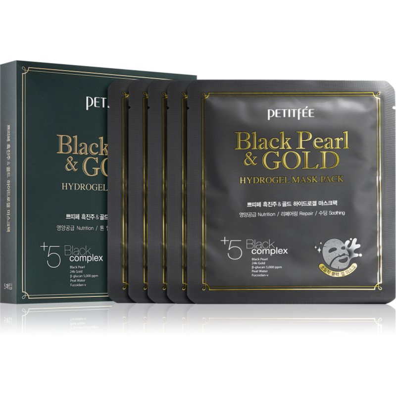 Petitfée Black Pearl & Gold mască intensă cu hidrogel cu aur de 24 de karate 5x32 g