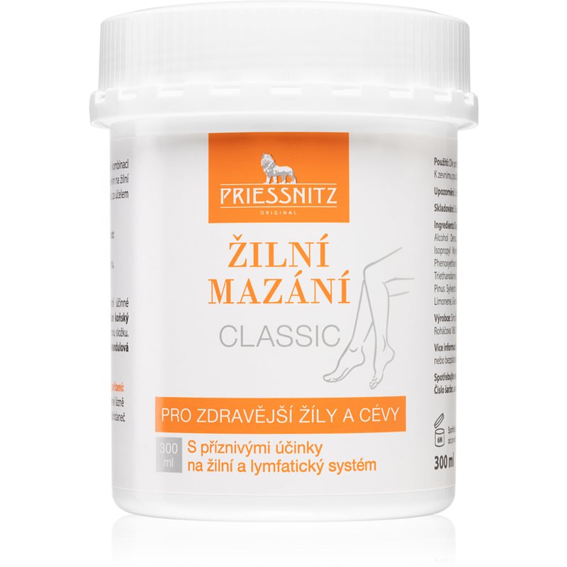 Priessnitz Classic crema pentru masaj cu efecte benefice asupra sistemelor venos și limfatic 300 ml