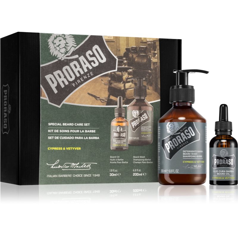 Proraso Set Beard Original set cadou pentru barbă pentru bărbați Cypress and Vetyver