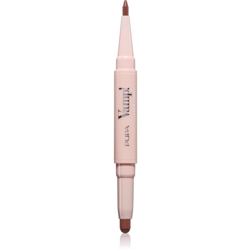 PUPA Milano Vamp! Creamy Duo ruj și creion pentru conturul buzelor 2 in 1 culoare 005 Deep Nude 0.8 g