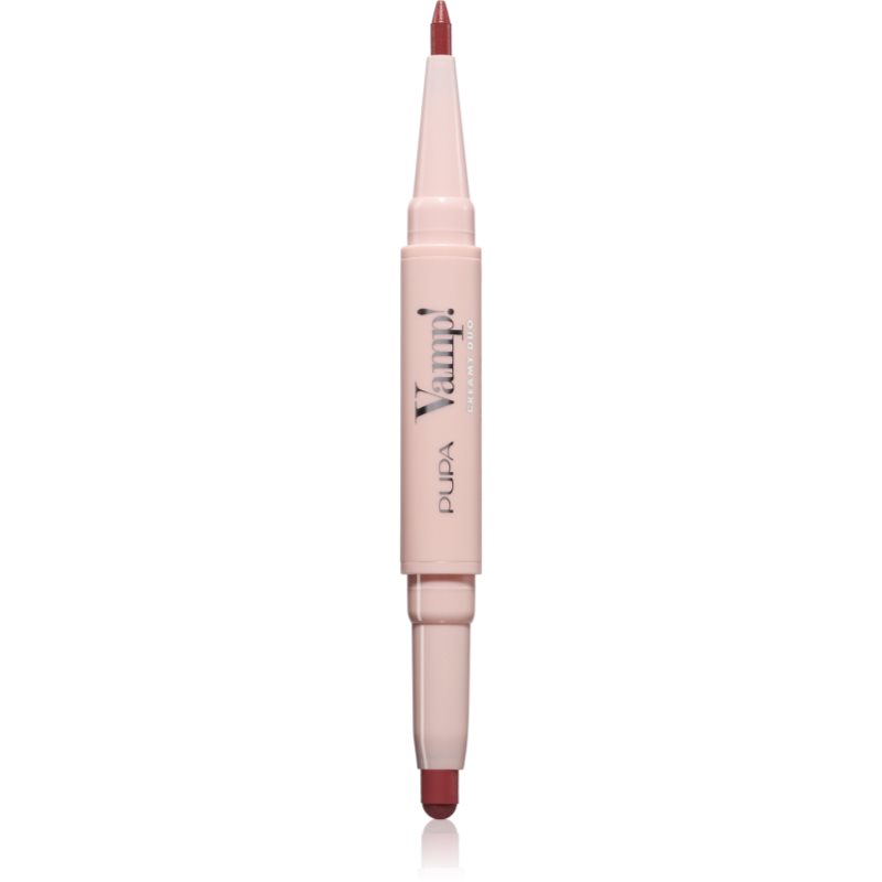 PUPA Milano Vamp! Creamy Duo ruj și creion pentru conturul buzelor 2 in 1 culoare 008 Vintage Rose 0.8 g